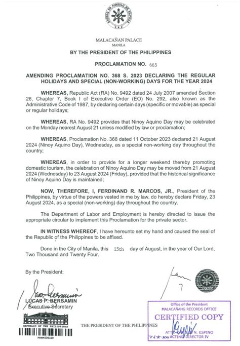 Proclamation No. 665 s. 2024 & Proclamation No. 368 s. 2023.
